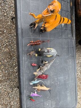 Assorted Dinosaur & Prehistoric Toy Figures - Orange T-Rex